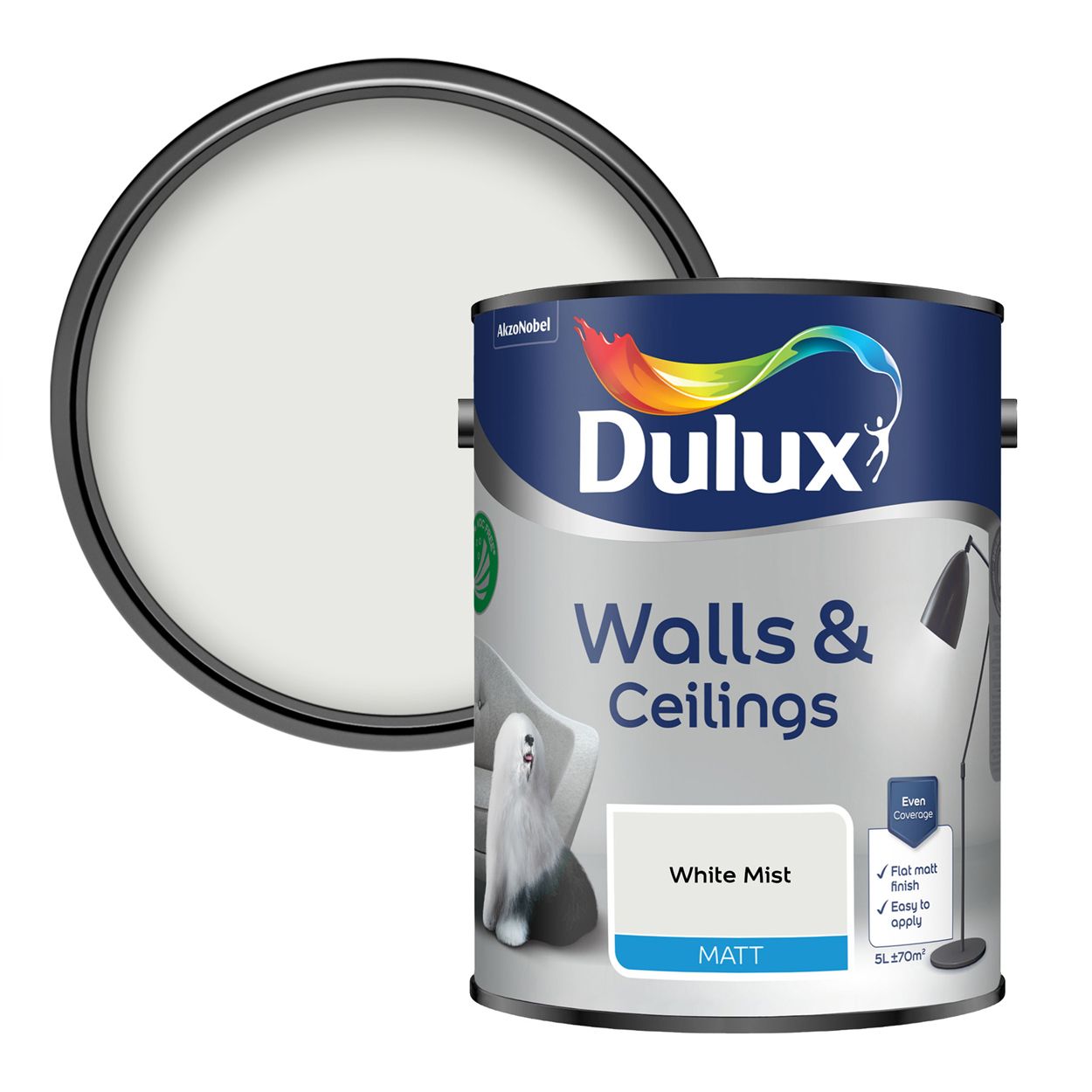 Dulux Walls & Ceilings  Matt White Mist 5L