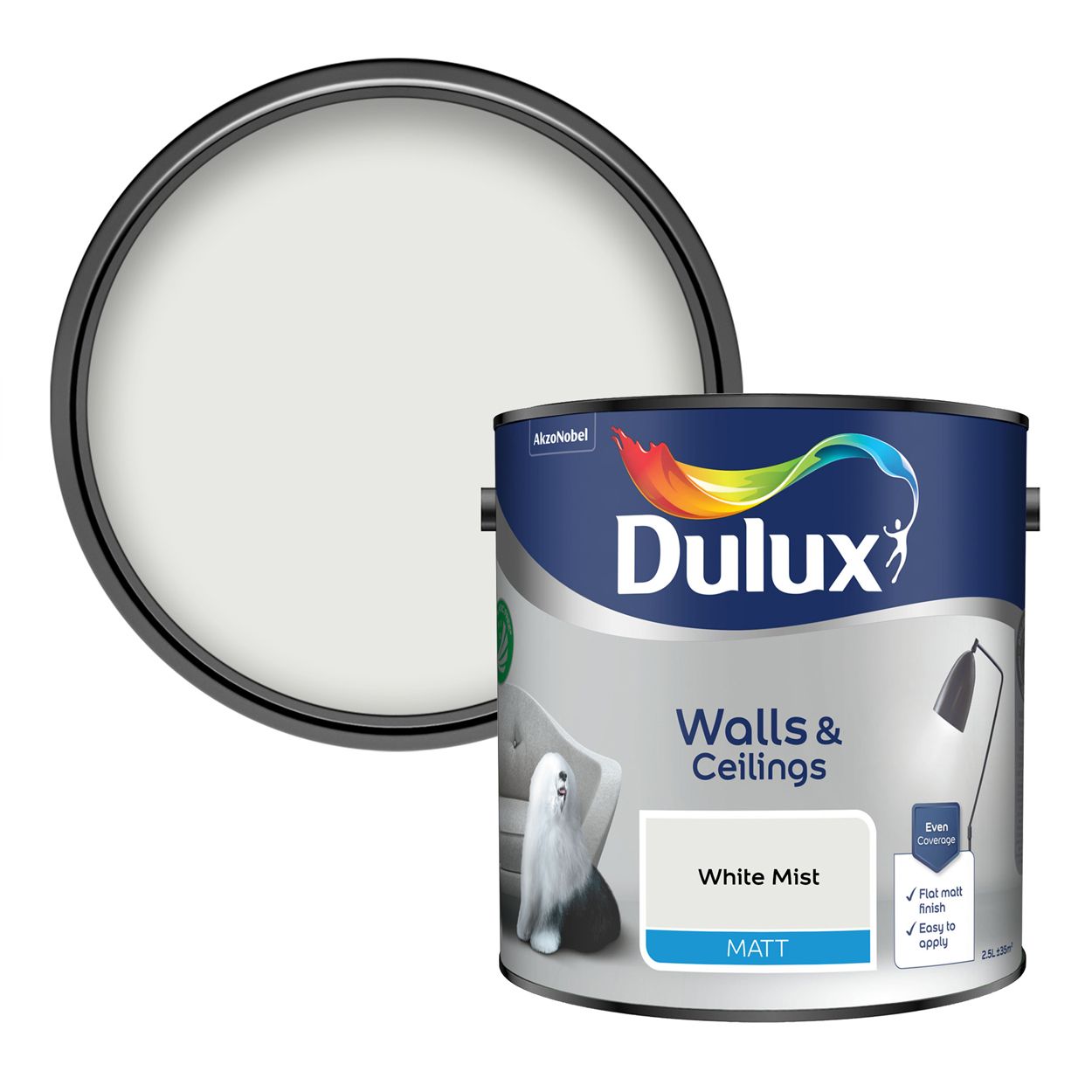 Dulux Walls & Ceilings Matt White Mist 2.5L