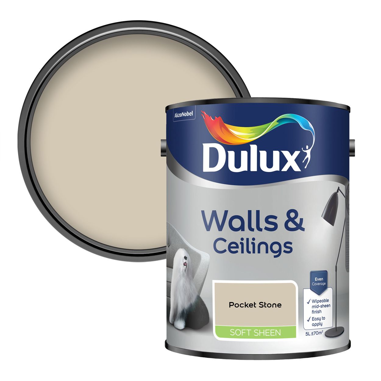Dulux Walls & Ceilings Soft Sheen Pocket Stone 5L