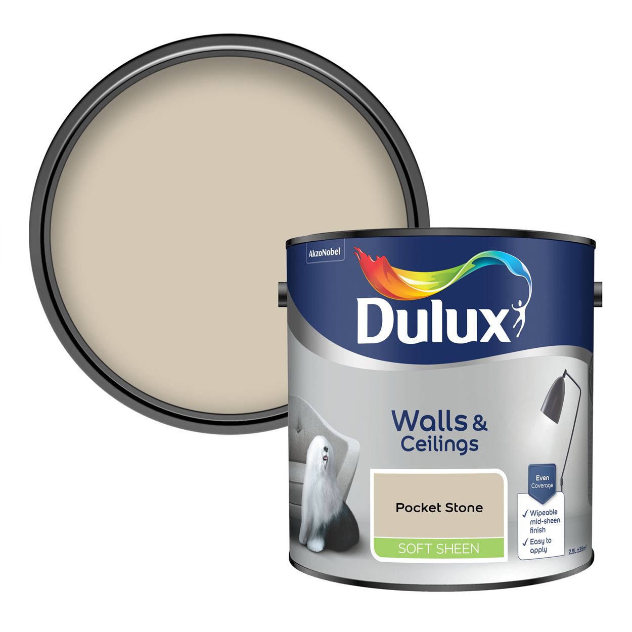 Dulux Walls & Ceilings Soft Sheen Pocket Stone 2.5L