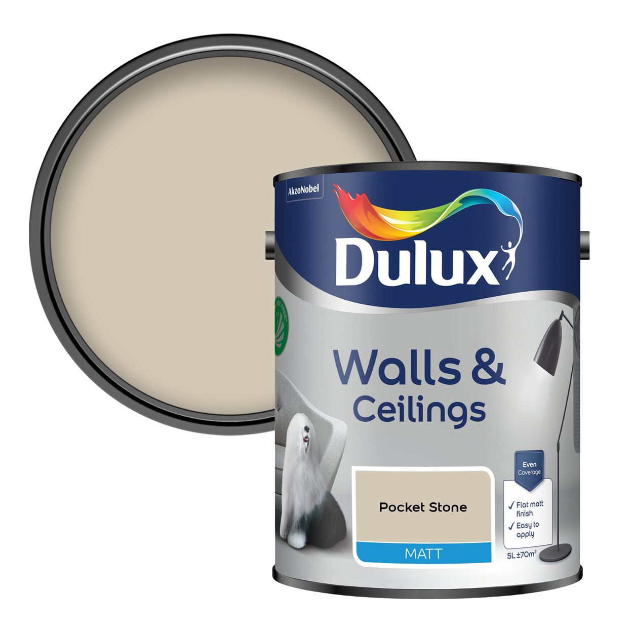 Dulux Walls & Ceilings Matt Pocket Stone 5L
