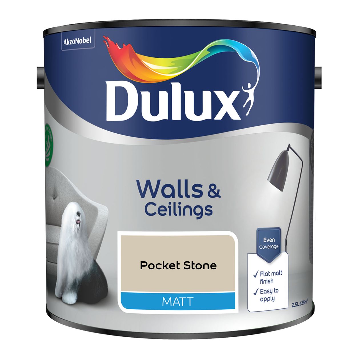 Dulux Walls & Ceilings Matt Pocket Stone 2.5L