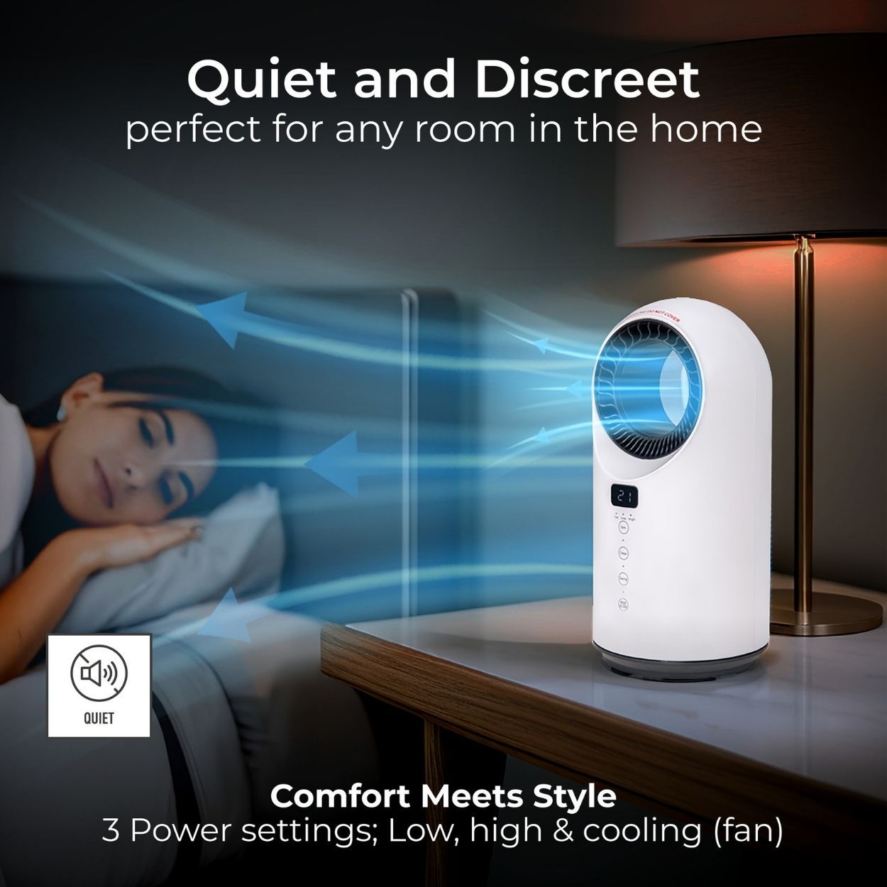 Masterplug Breeze SmartEnergy Bladeless Heater & Fan, 1500W, White