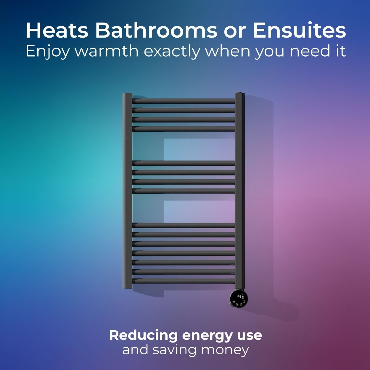 Masterplug SmartEnergy Heated Towel Rail Radiator, Wi-Fi, 500W, Grey