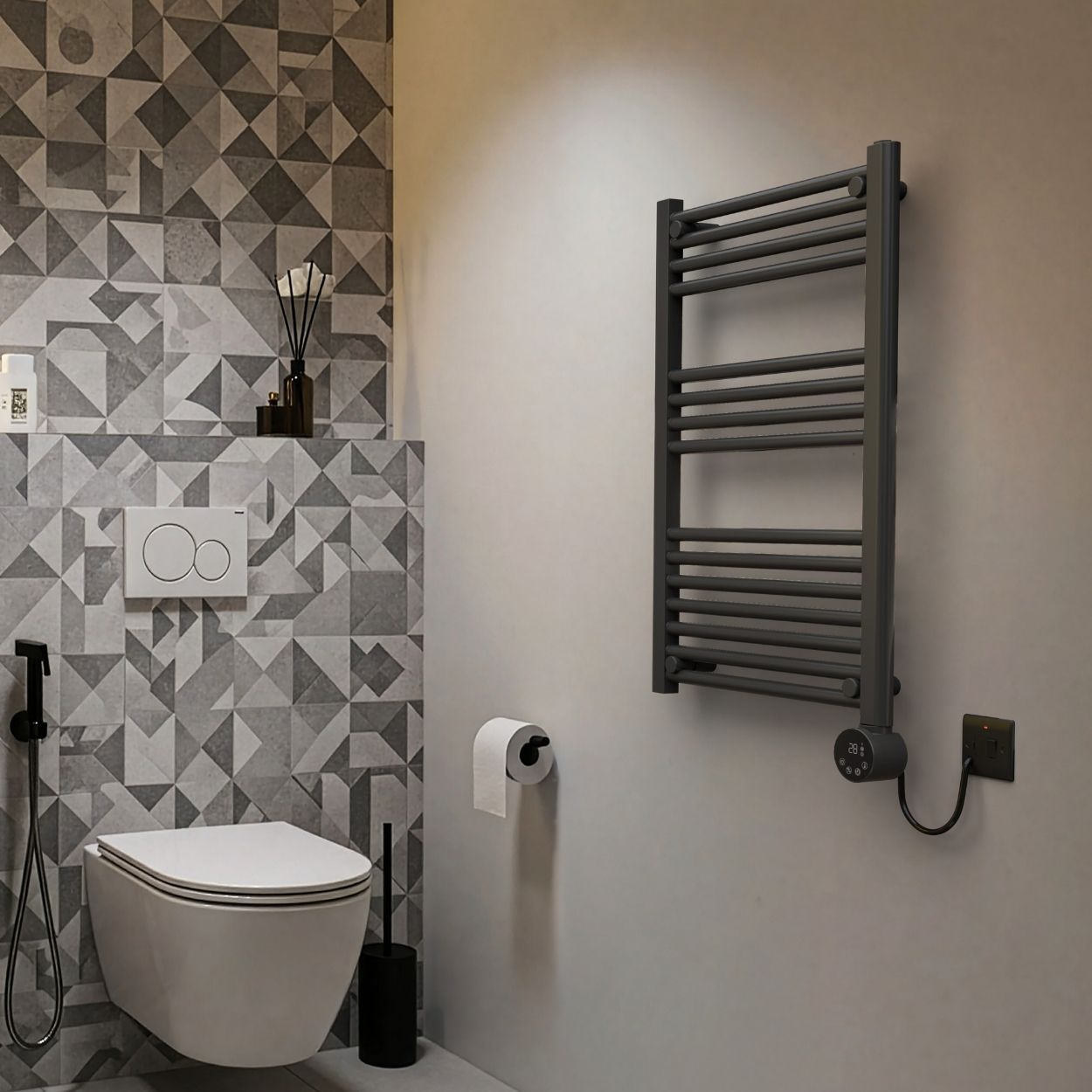 Masterplug SmartEnergy Heated Towel Rail Radiator, Wi-Fi, 500W, Grey