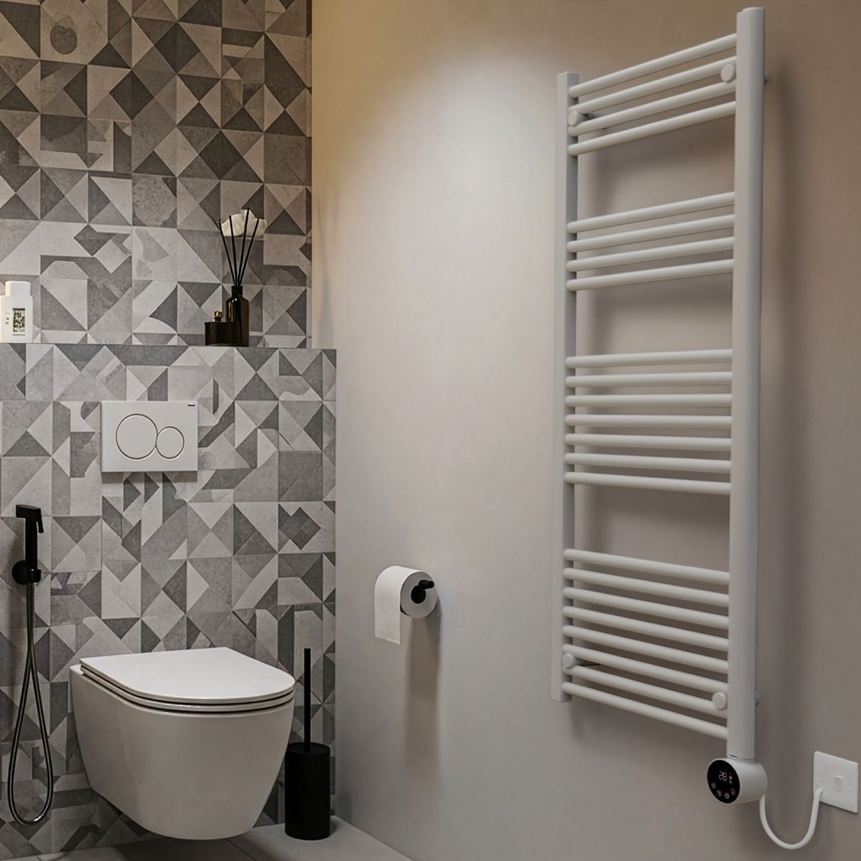 Masterplug SmartEnergy Heated Towel Rail Radiator, Wi-Fi, 1000W, White