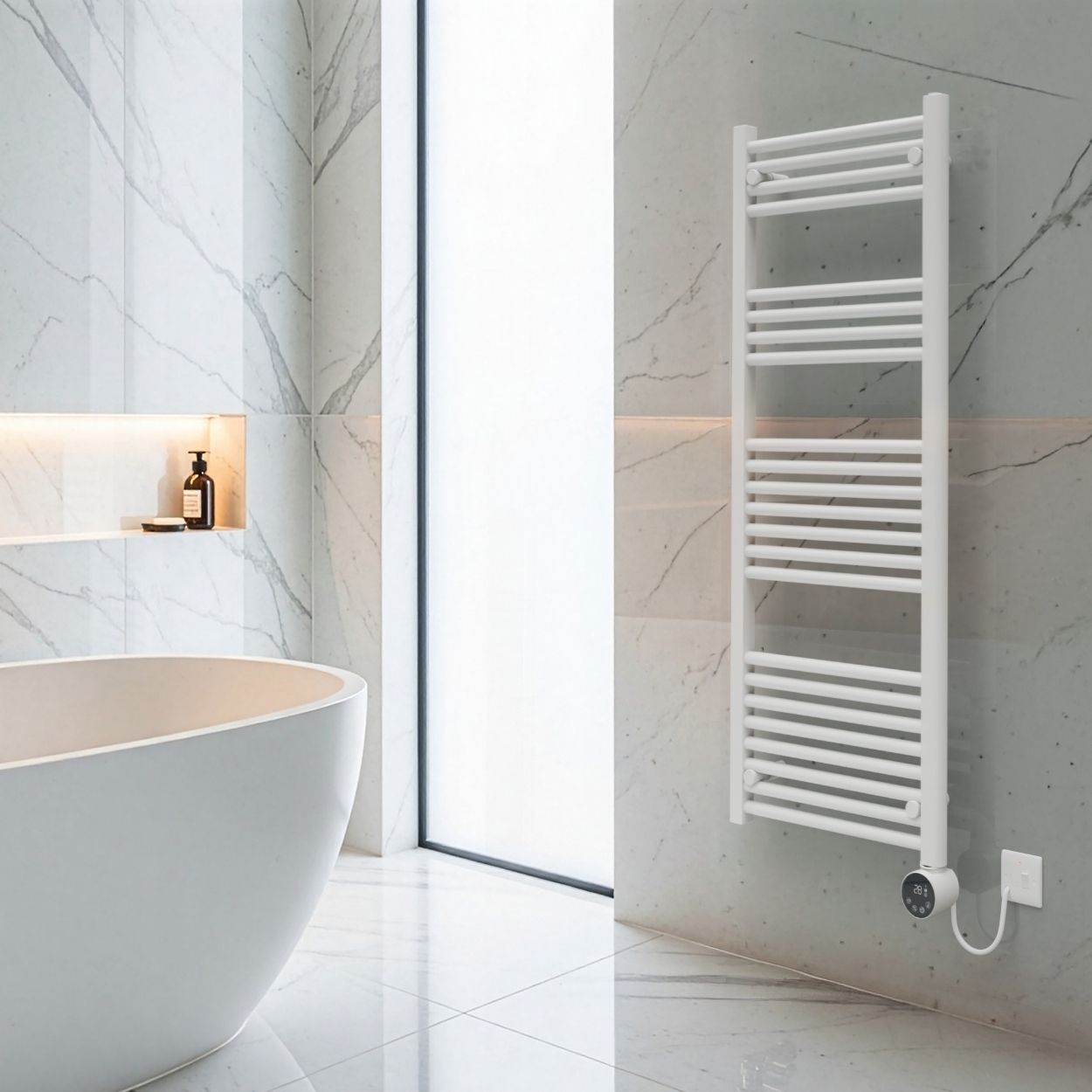 Masterplug SmartEnergy Heated Towel Rail Radiator, Wi-Fi, 1000W, White