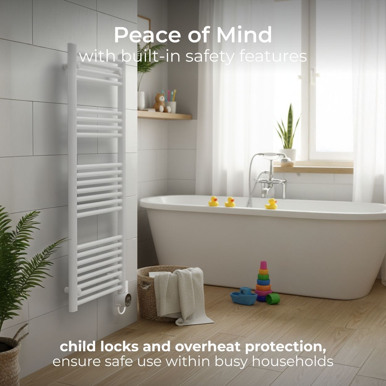 Masterplug SmartEnergy Heated Towel Rail Radiator, Wi-Fi, 1000W, White