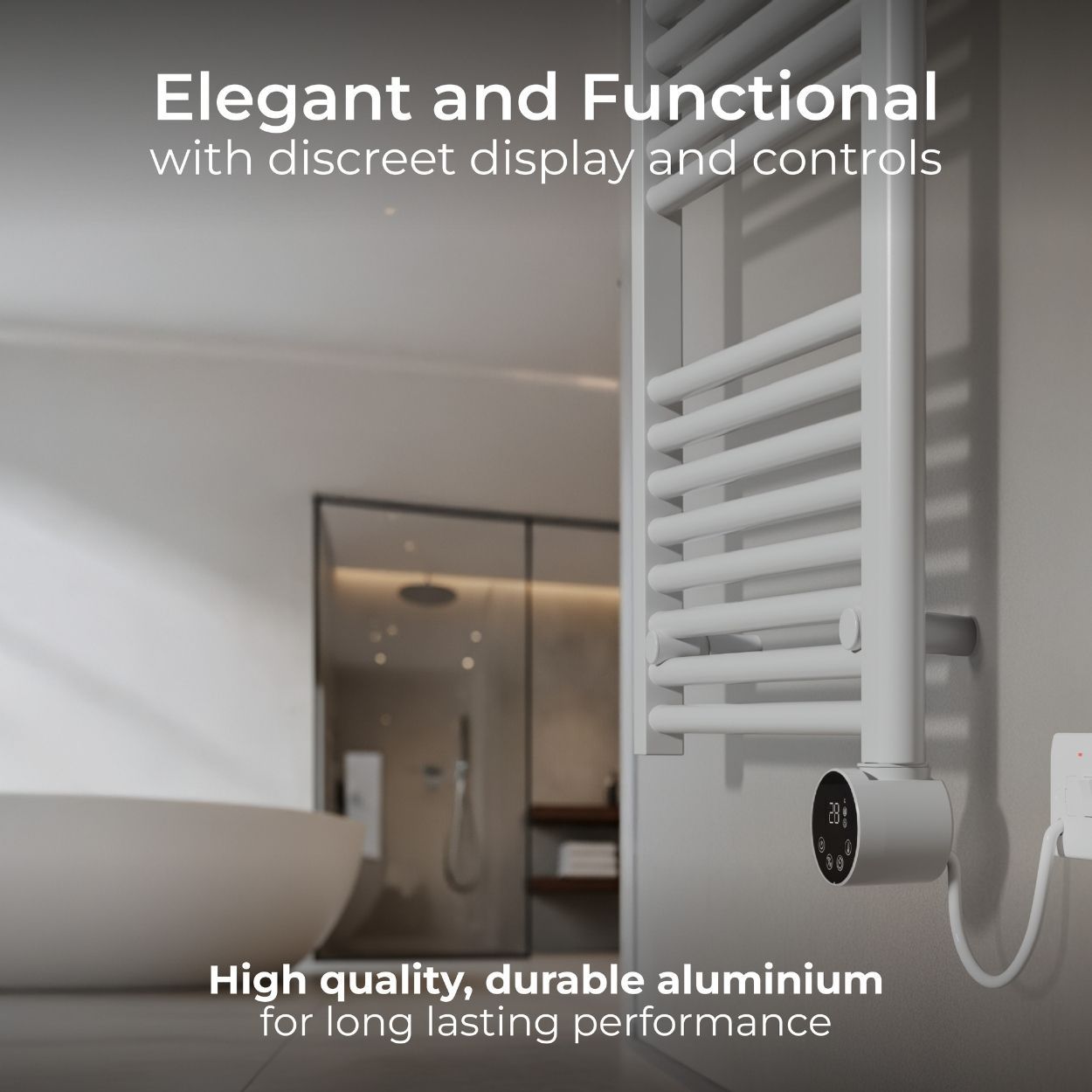 Masterplug SmartEnergy Heated Towel Rail Radiator, Wi-Fi, 1000W, White