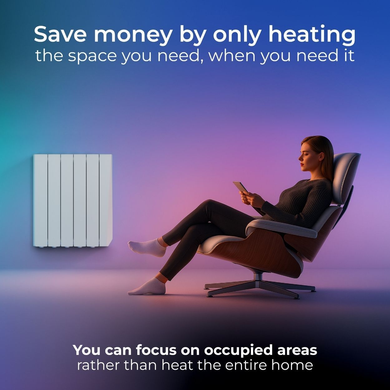Masterplug SmartEnergy Wall Oil-Filled Radiator, Wi-Fi, 1000W, White
