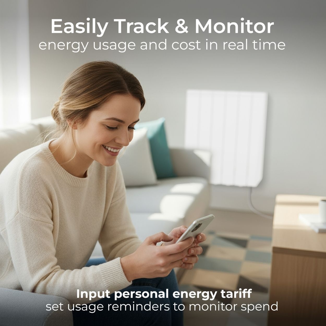 Masterplug SmartEnergy Wall Oil-Filled Radiator, Wi-Fi, 1000W, White