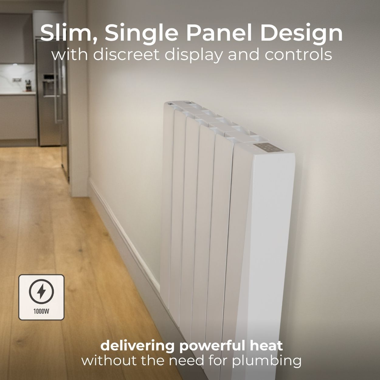 Masterplug SmartEnergy Wall Oil-Filled Radiator, Wi-Fi, 1000W, White