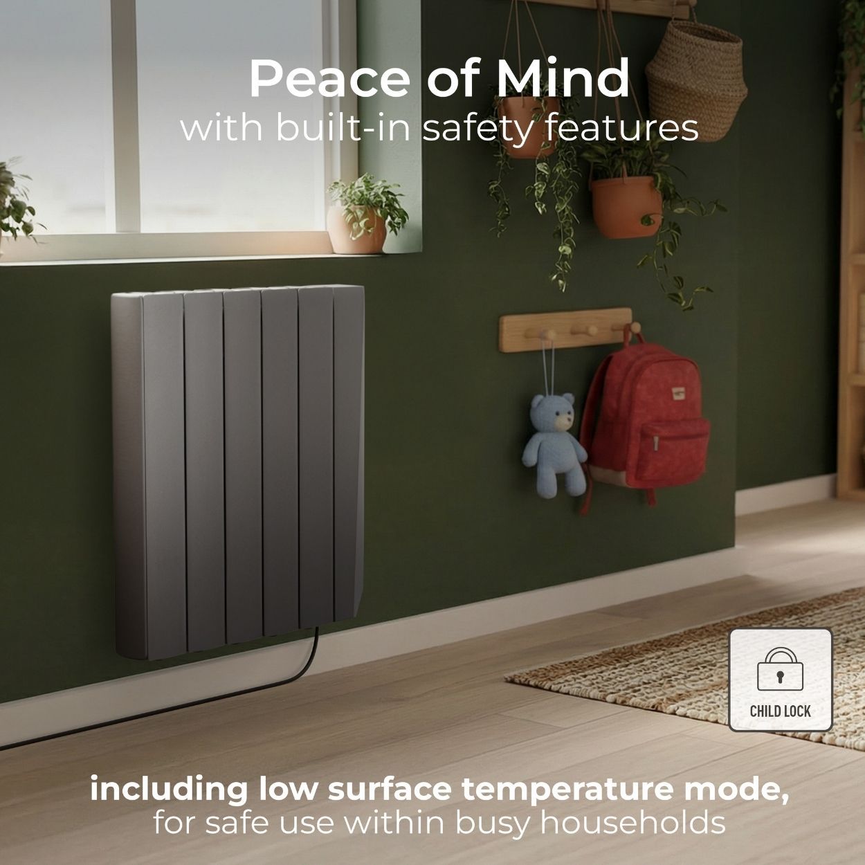 Masterplug SmartEnergy Wall Oil-Filled Radiator, Wi-Fi, 1000W, Grey