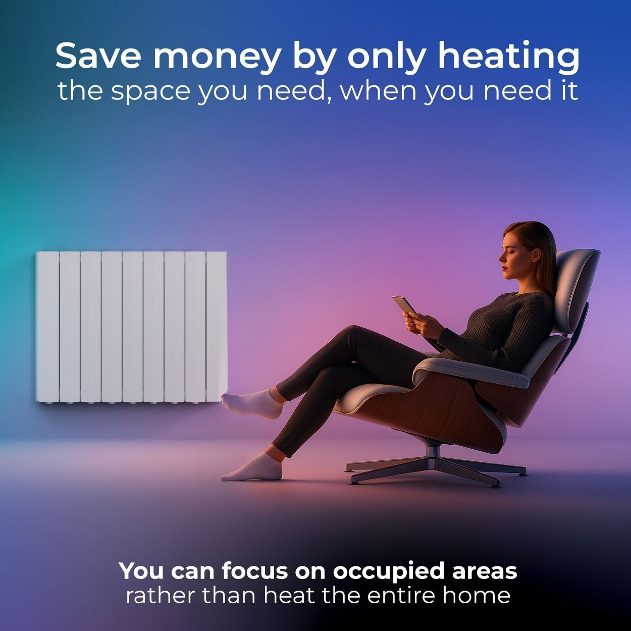 Masterplug SmartEnergy Wall Oil-Filled Radiator, Wi-Fi, 1500W, White
