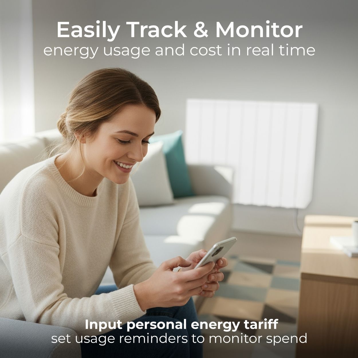 Masterplug SmartEnergy Wall Oil-Filled Radiator, Wi-Fi, 1500W, White