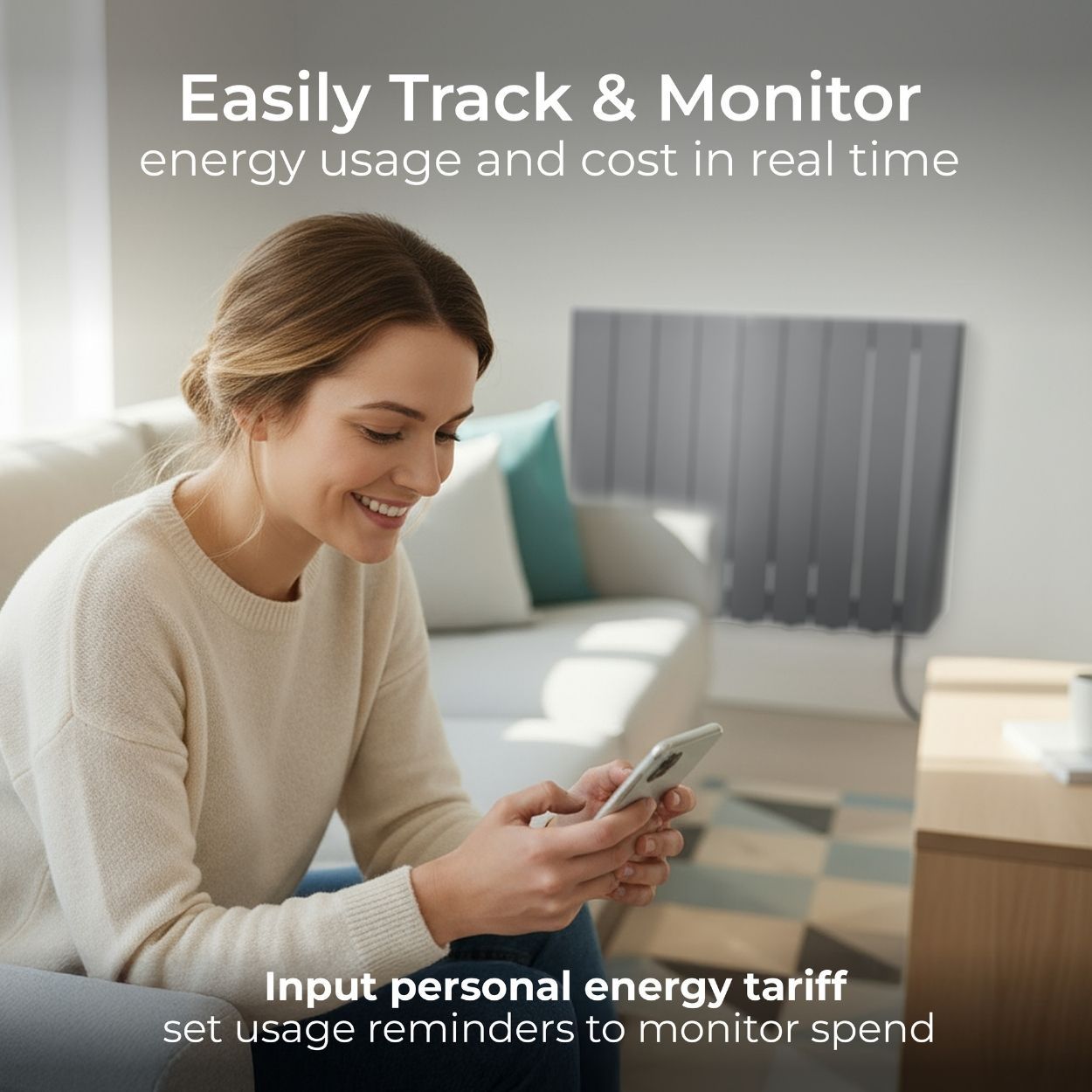 Masterplug SmartEnergy Wall Oil-Filled Radiator, Wi-Fi, 1500W, Grey
