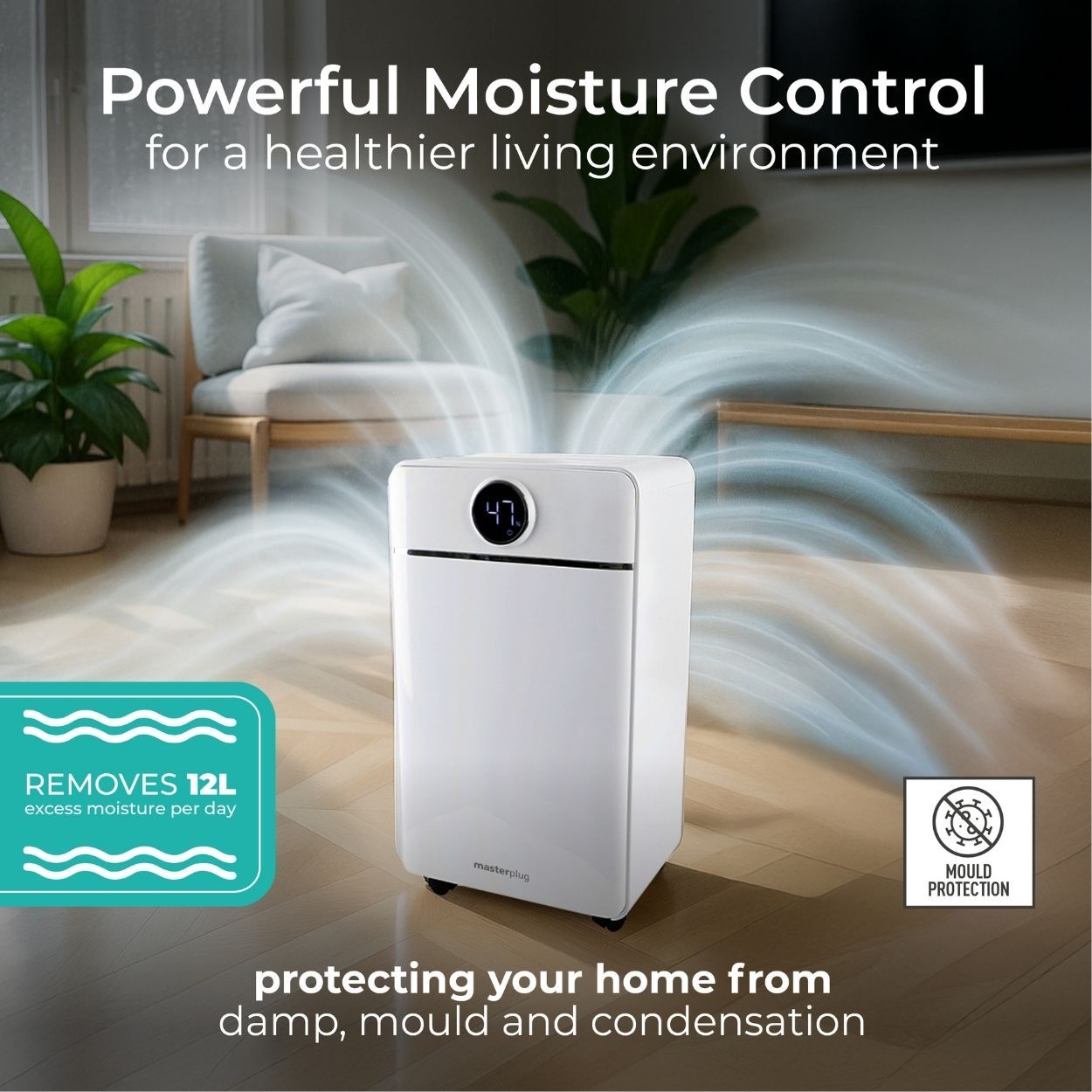 Masterplug SmartEnergy 3 in 1 12L Dehumidifier, Air Purifier & Ioniser