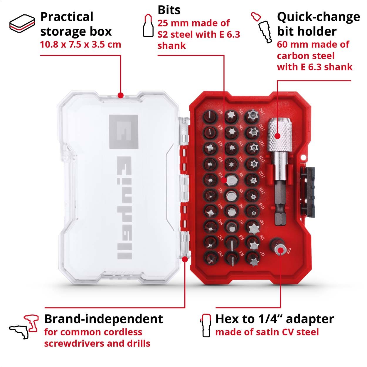 Einhell 32 Piece XS-Case Screwdriver Bits Set