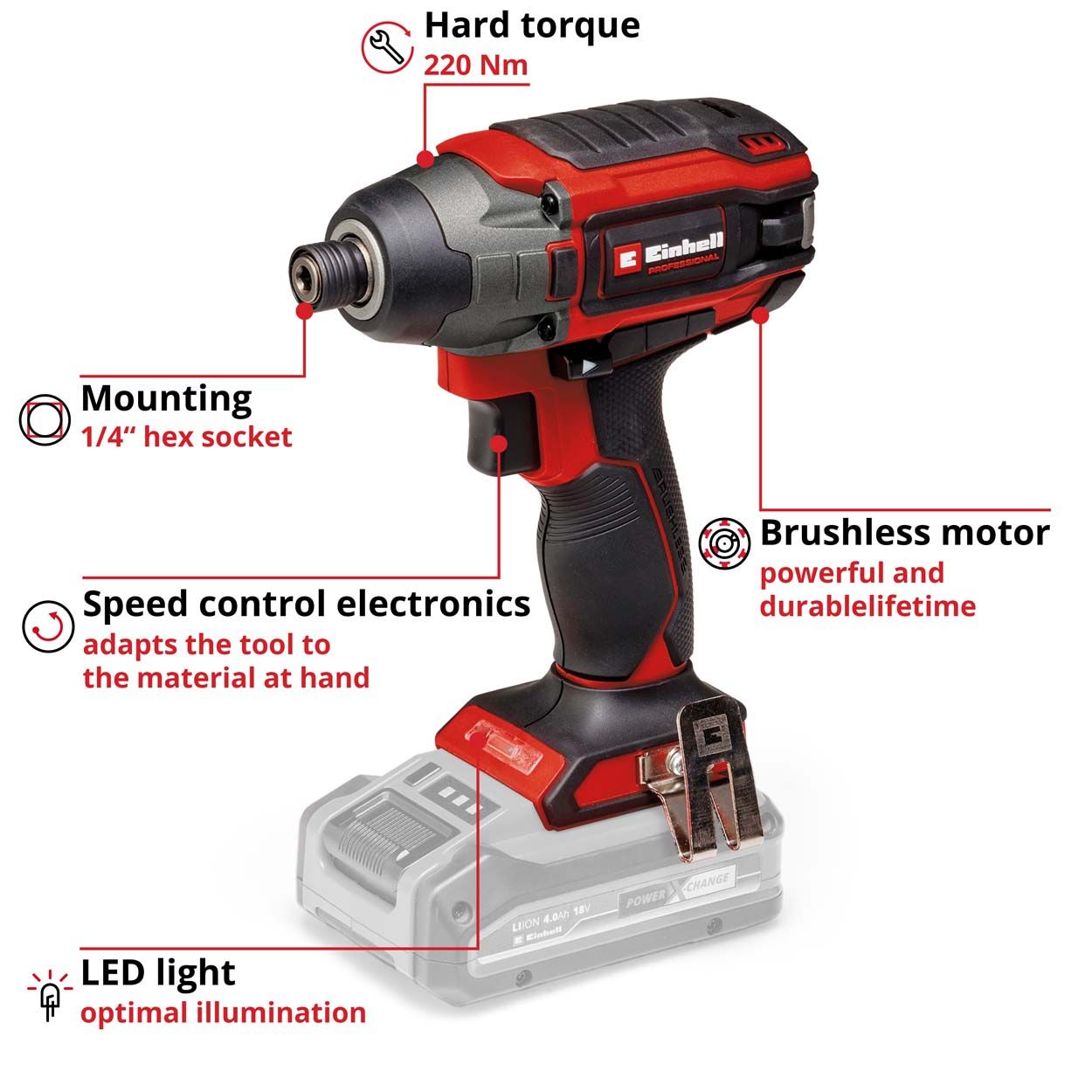 Einhell Professional TP-CI 18/220 Li BL - Solo Cordless Impact Driver