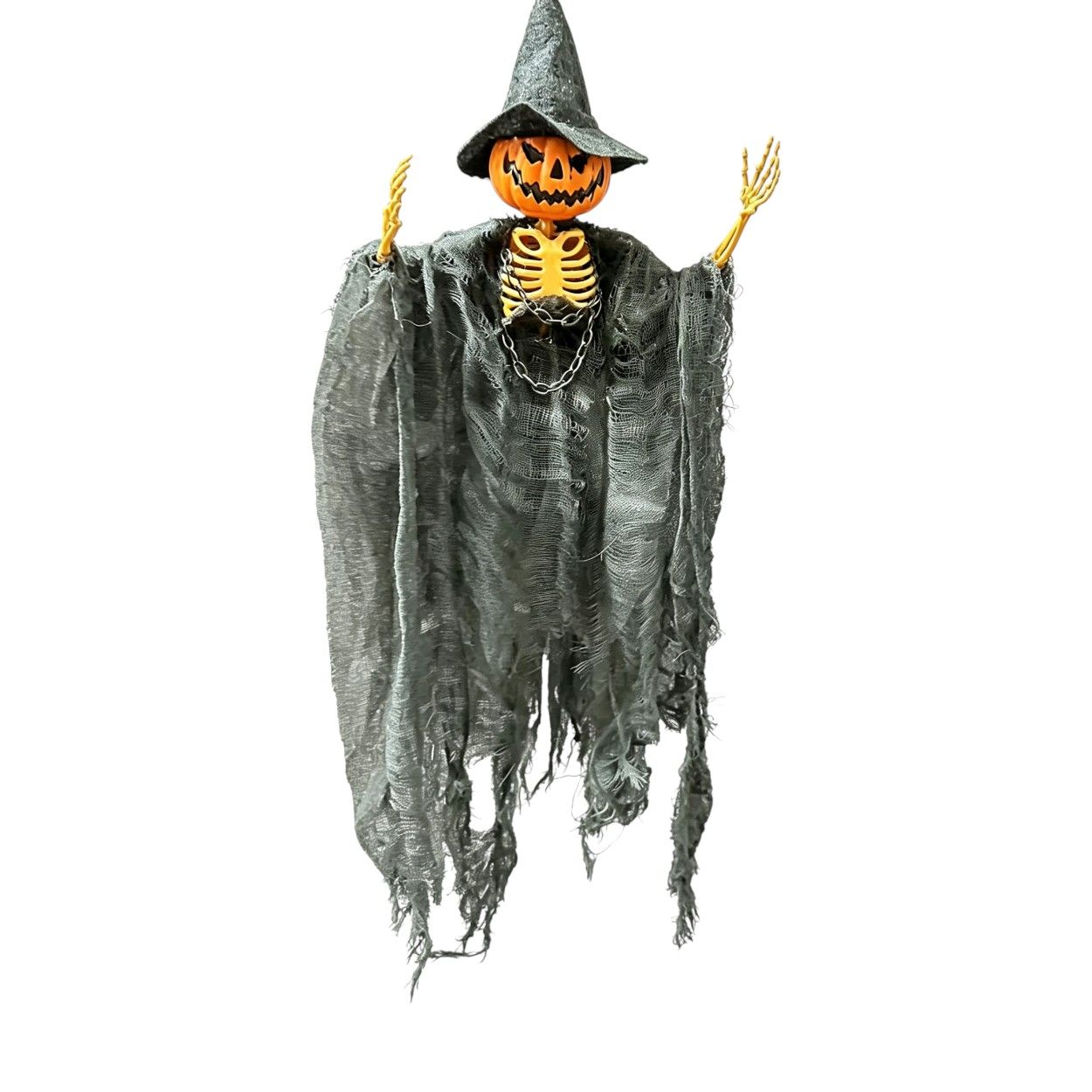 Hanging Chained Pumpkin Man With Chest 55cm