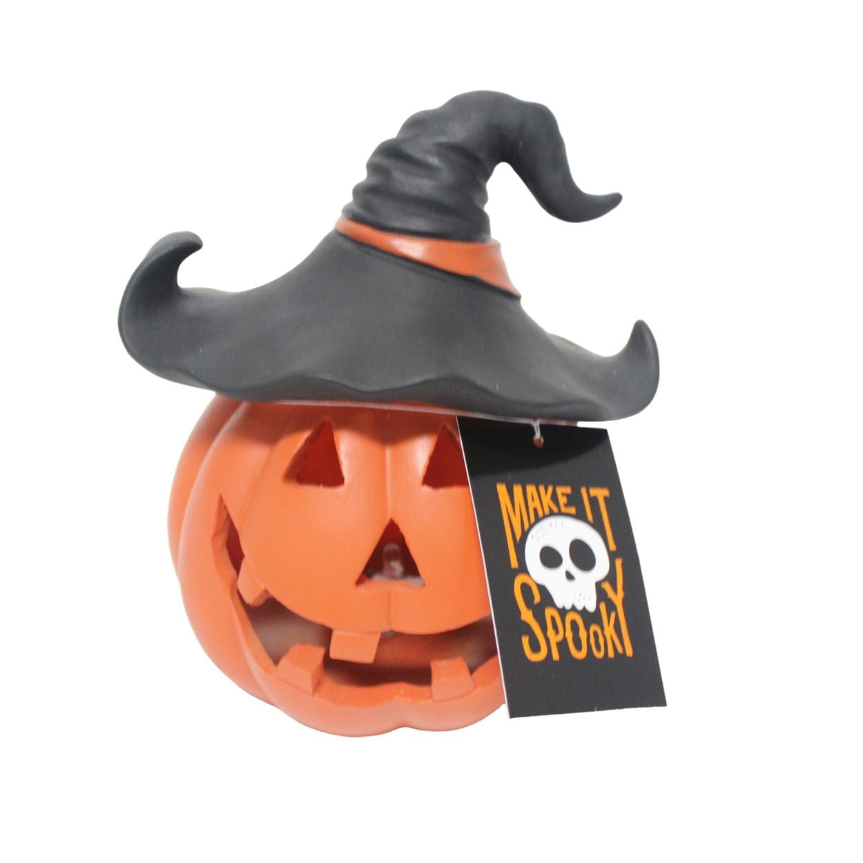 LED Pumpkin With Witch Hat 13 x 16cm