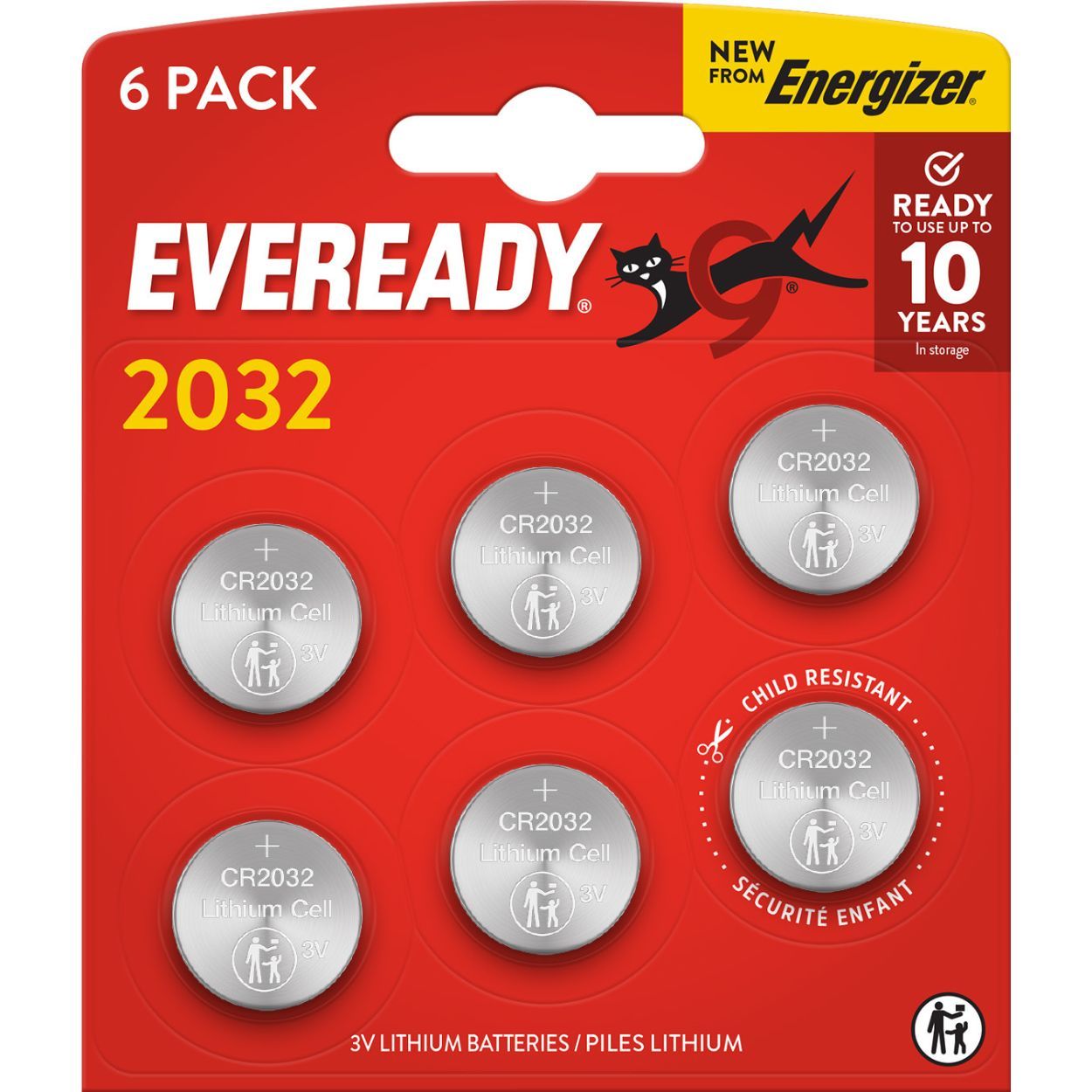 Eveready Lithium CR2032 Battery 6 Pack
