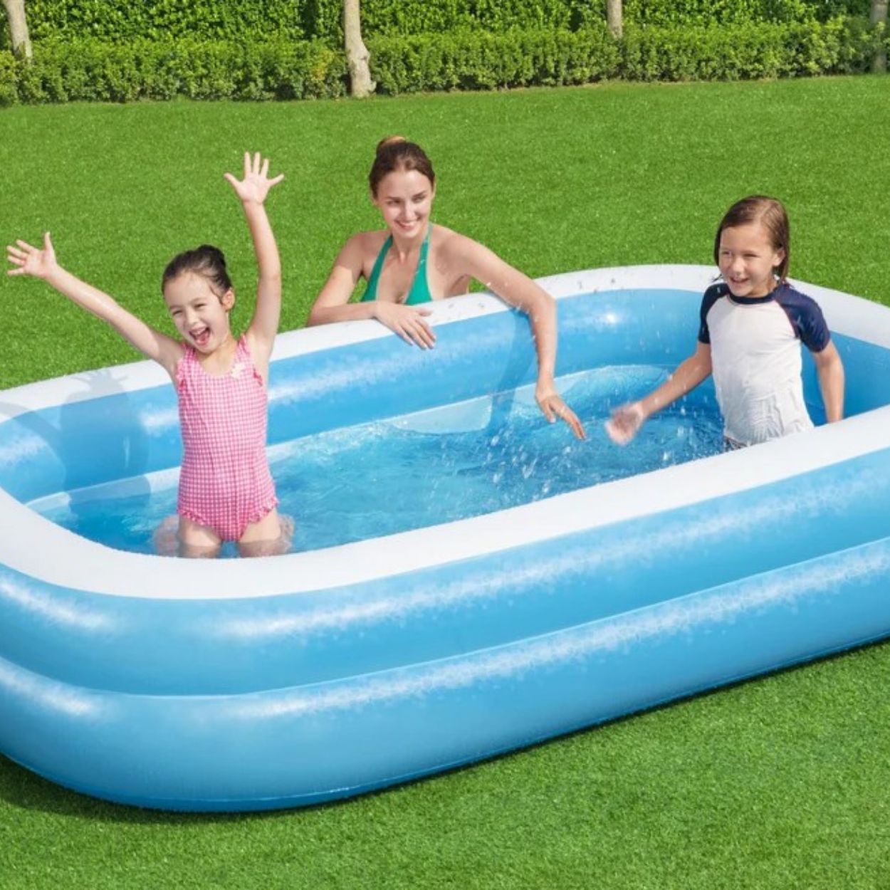Bestway Blue Rectangular Inflatable Family Poll 2.62m