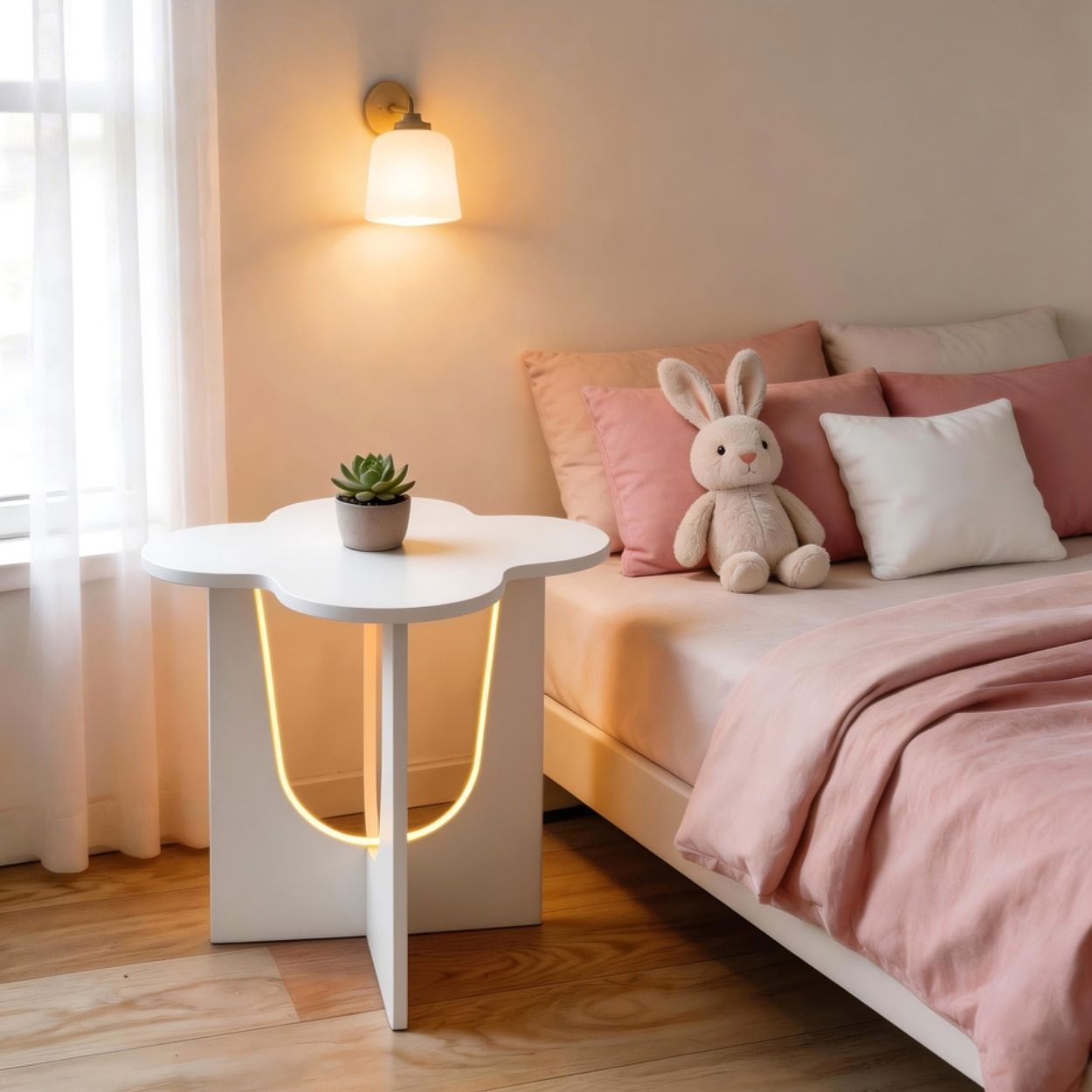 White Led Flower Table