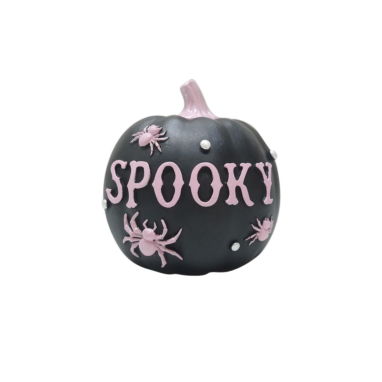Spooky Pumpkin With Spider 13cm Black