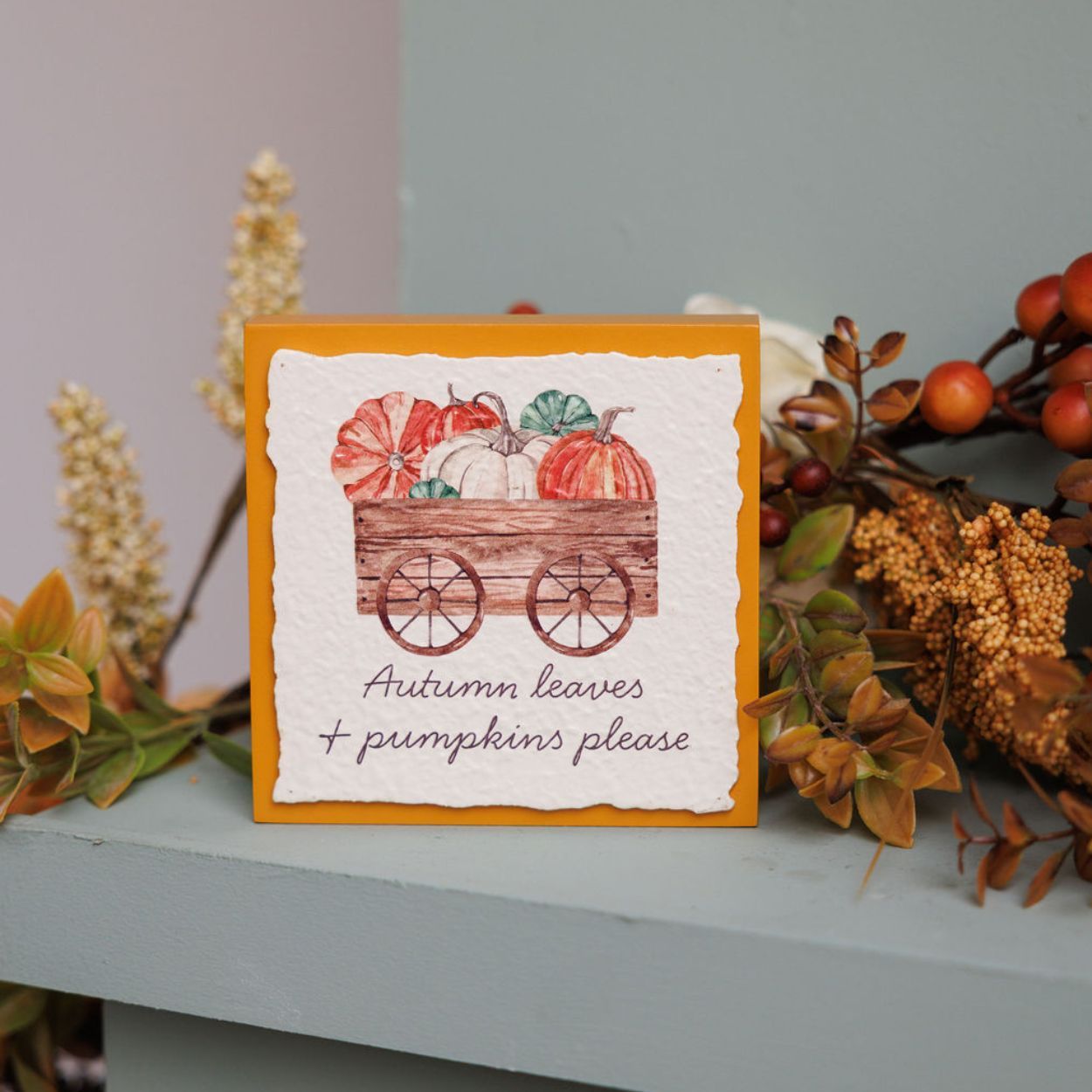 Pumpkin Cart Block 14cm Orange