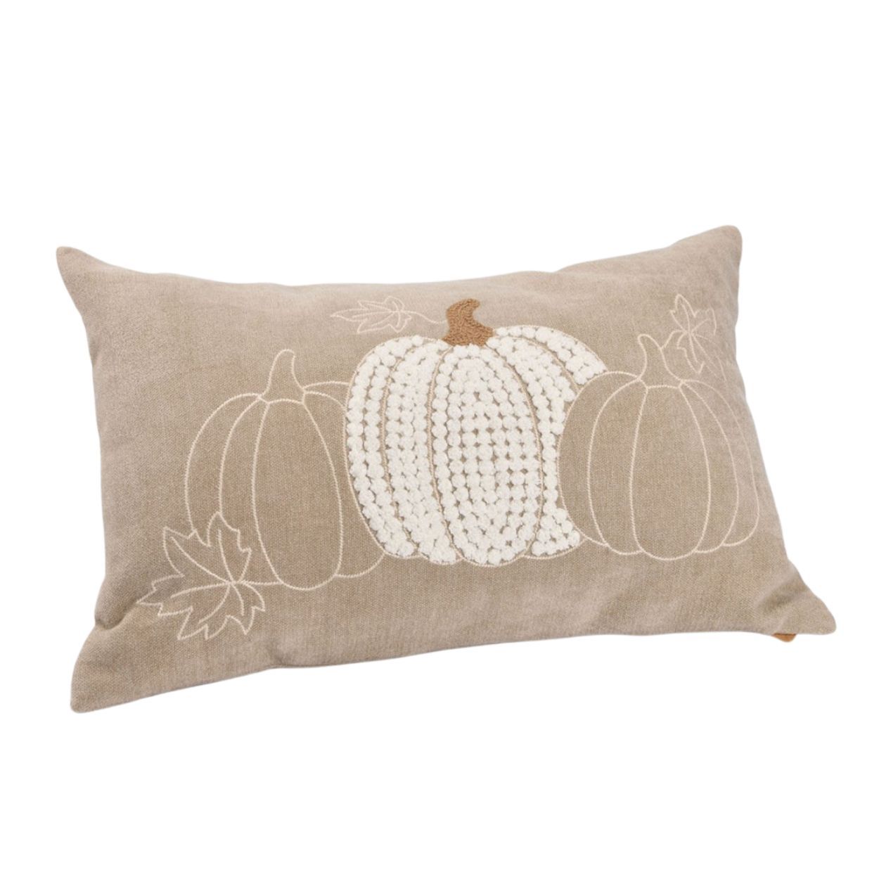 Fabric Pumpkin Cusion 30x16cm Cream