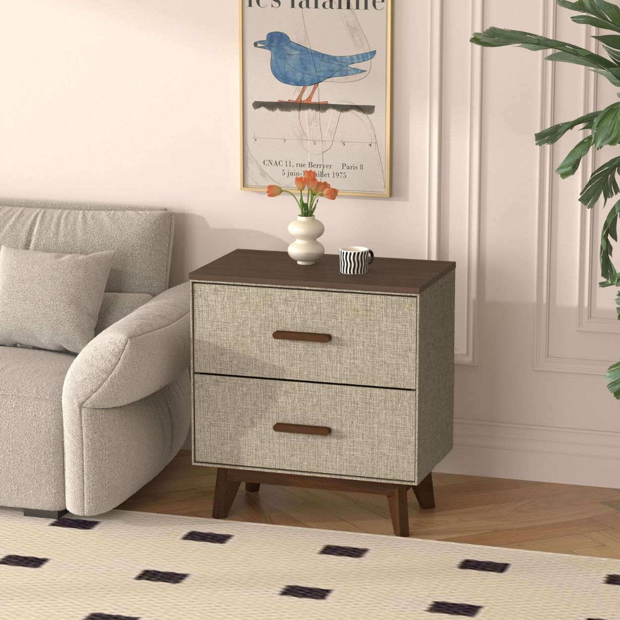 Lara 2 Drawers Nightstand Natural