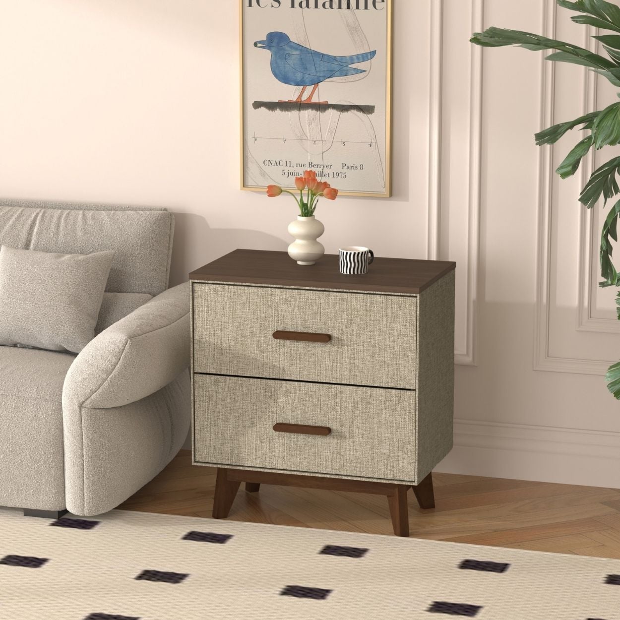 Lara 2 Drawers Nightstand Natural