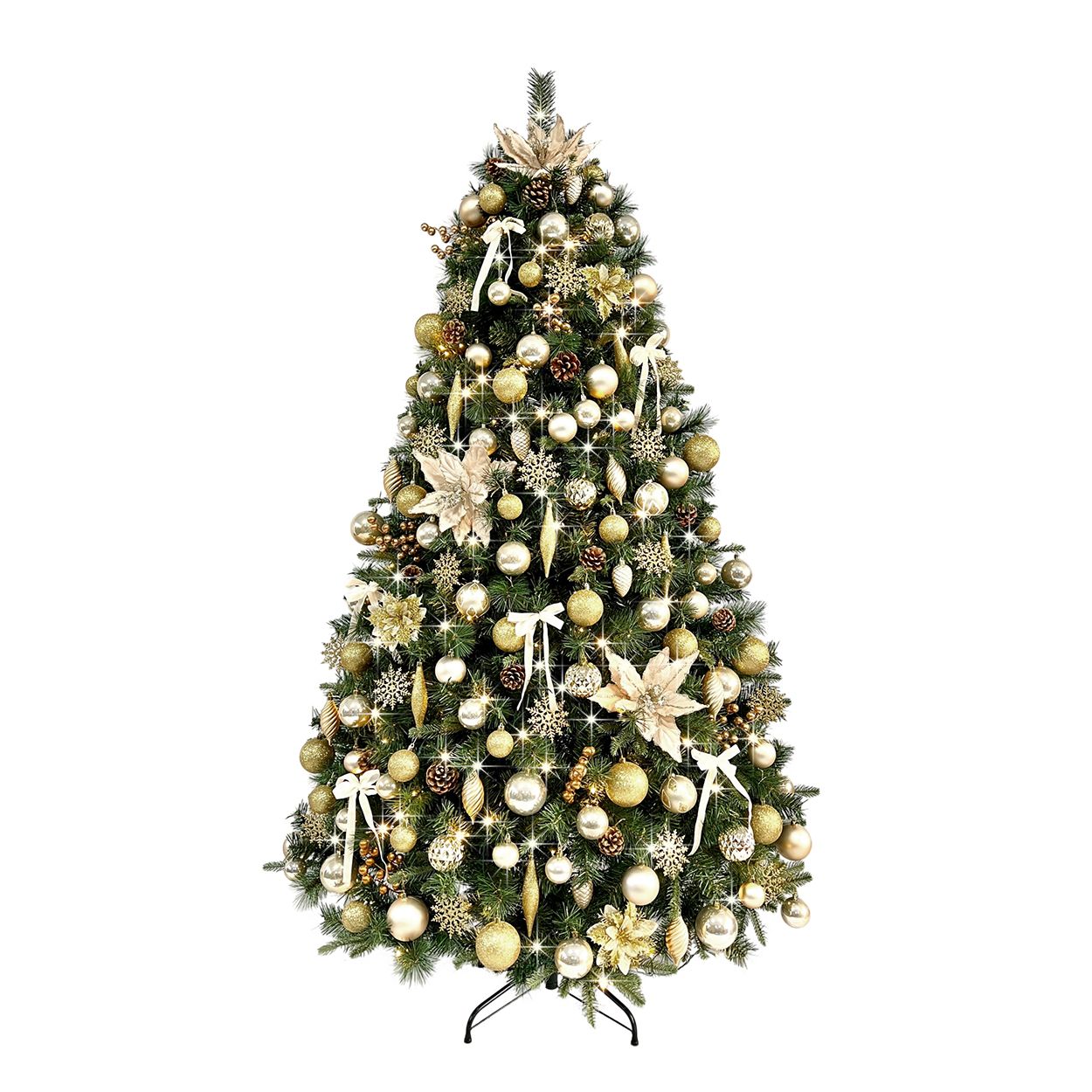 7Ft Decorated Pre Lit Tree Golden Opulence