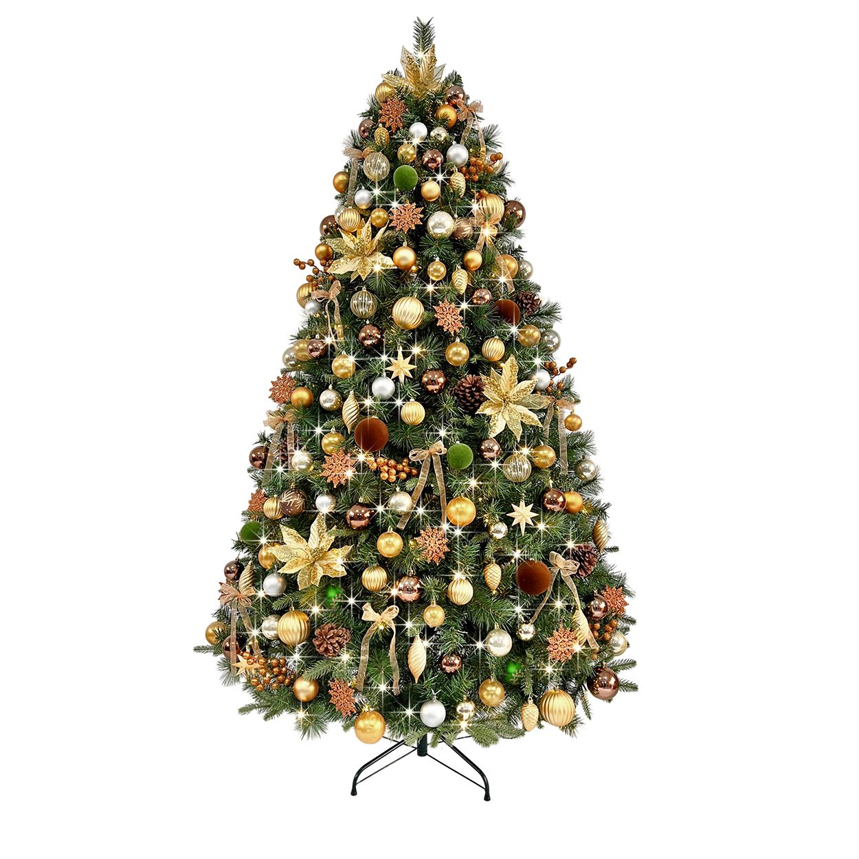 7Ft Tree Decorated Pre Lit Copper Glow
