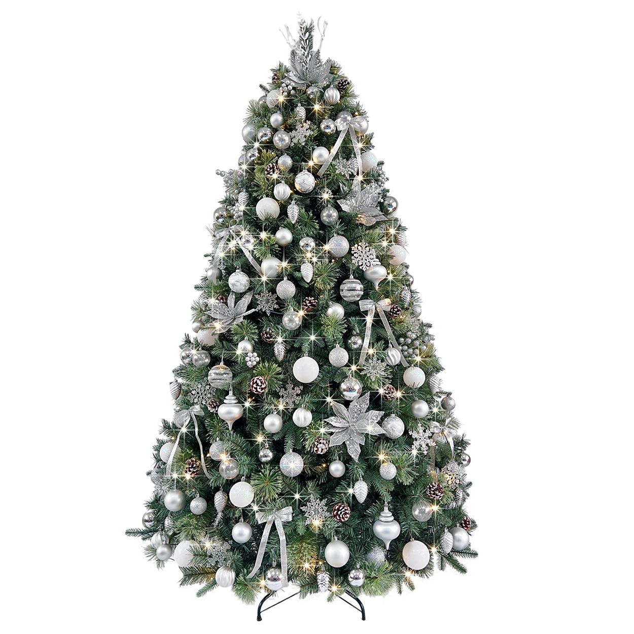 7Ft Tree Decorated Pre Frost & Bright