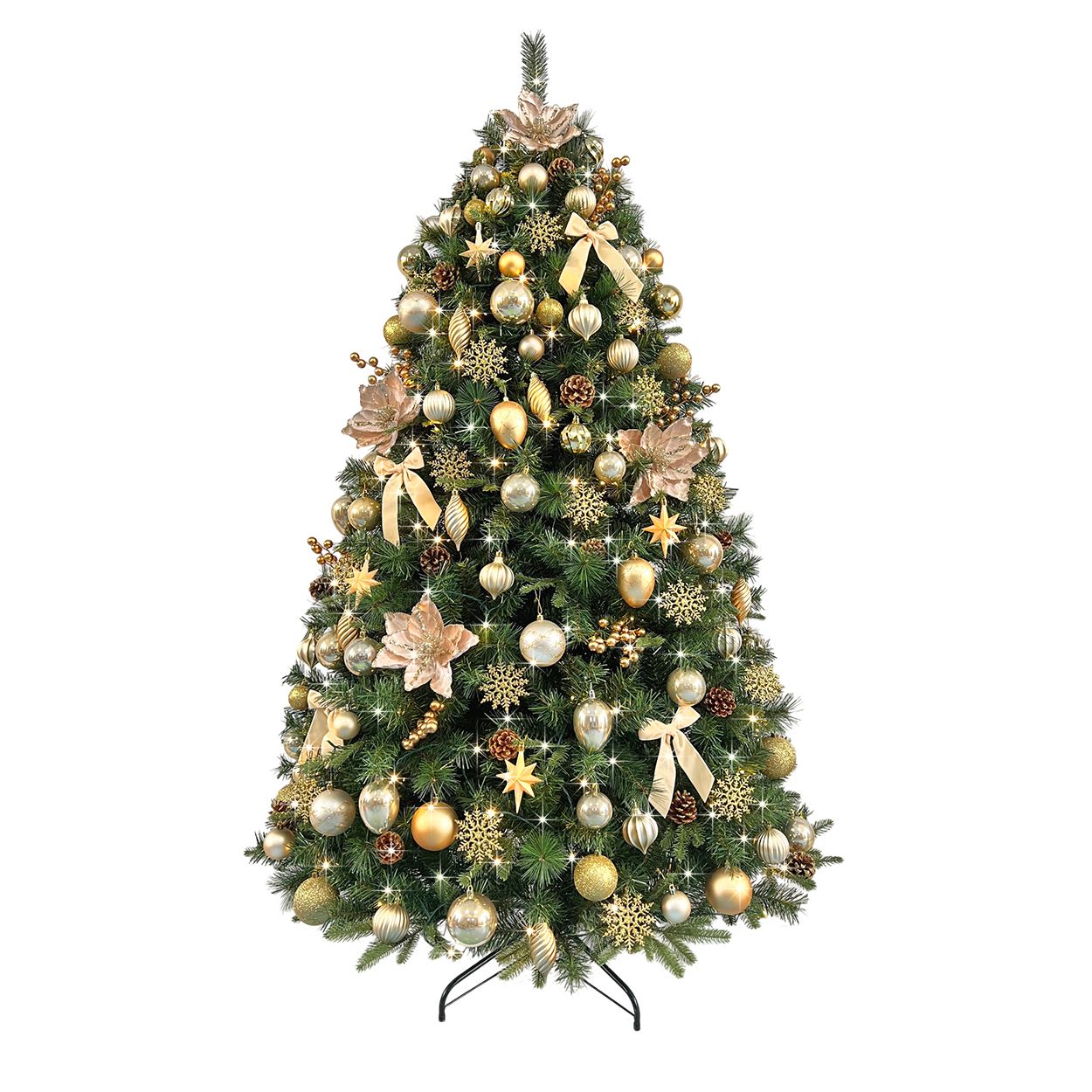 6.5Ft Decorated Pre Lit Tree Golden Opulence