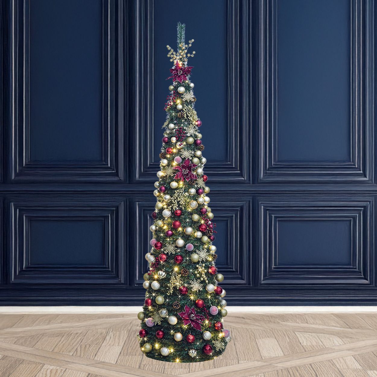 7.5Ft Pop Up Tree Pre Lit Red Envy