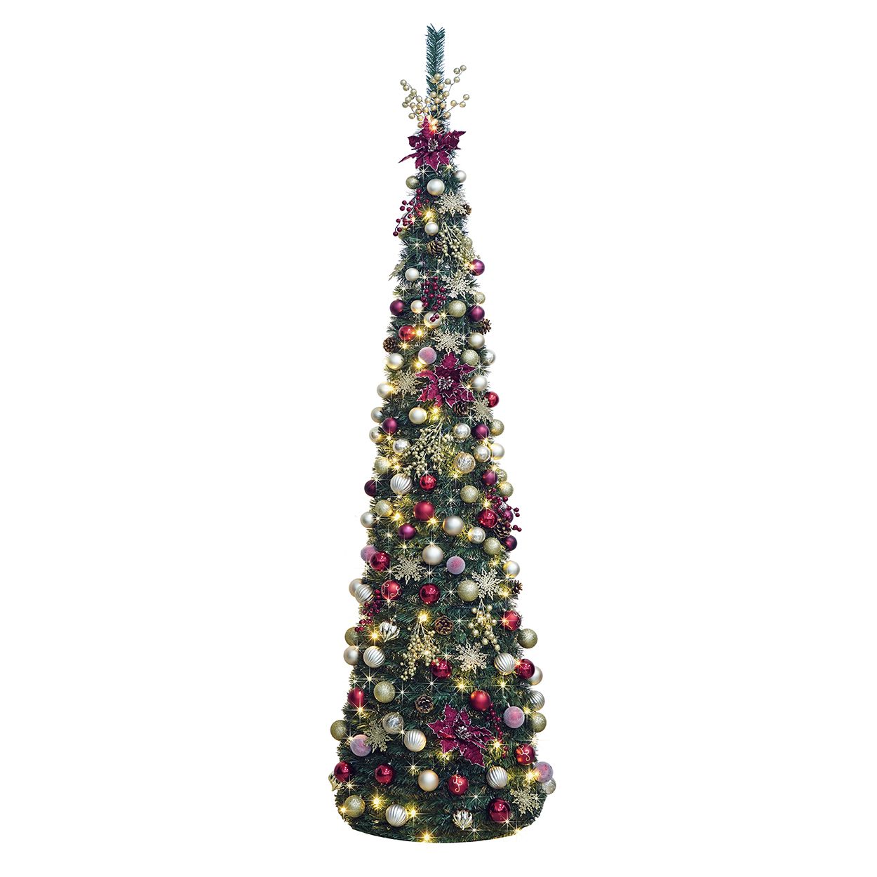 7.5Ft Pop Up Tree Pre Lit Red Envy