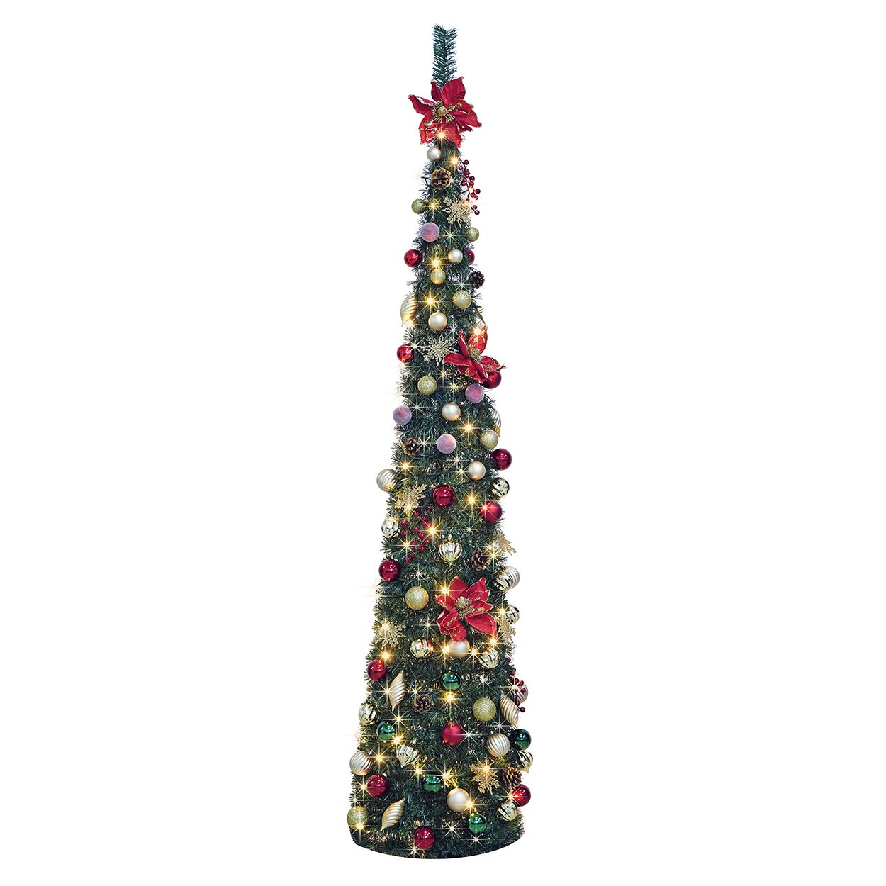 7Ft Pop Up Tree Pre Lit Red Envy