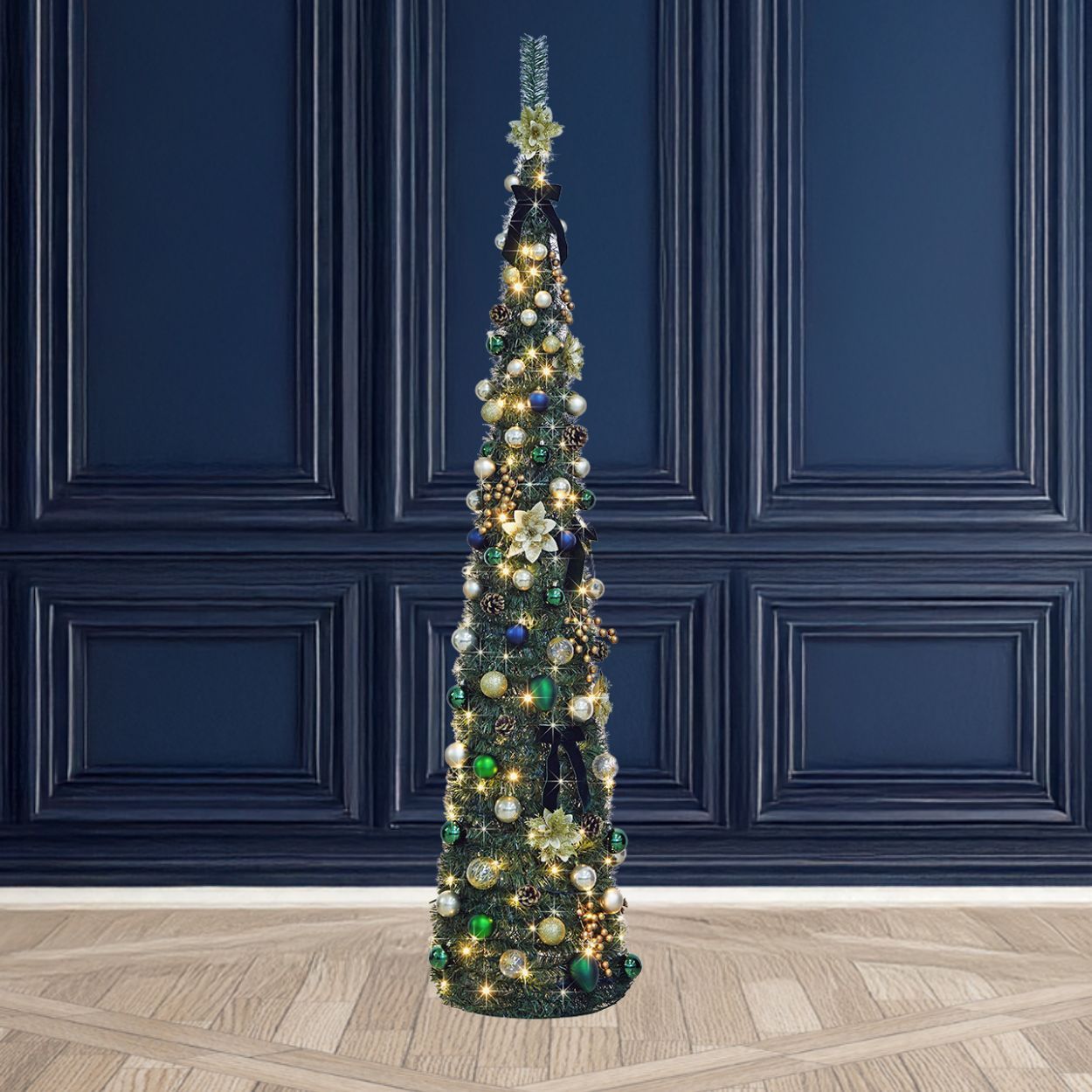 7Ft Pop Up Slim Tree Pre Lit Forest Side