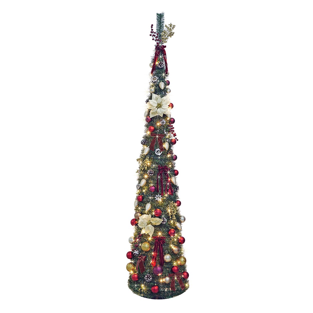 7Ft Pop Up Slim Tree Pre Lit Festive Classic