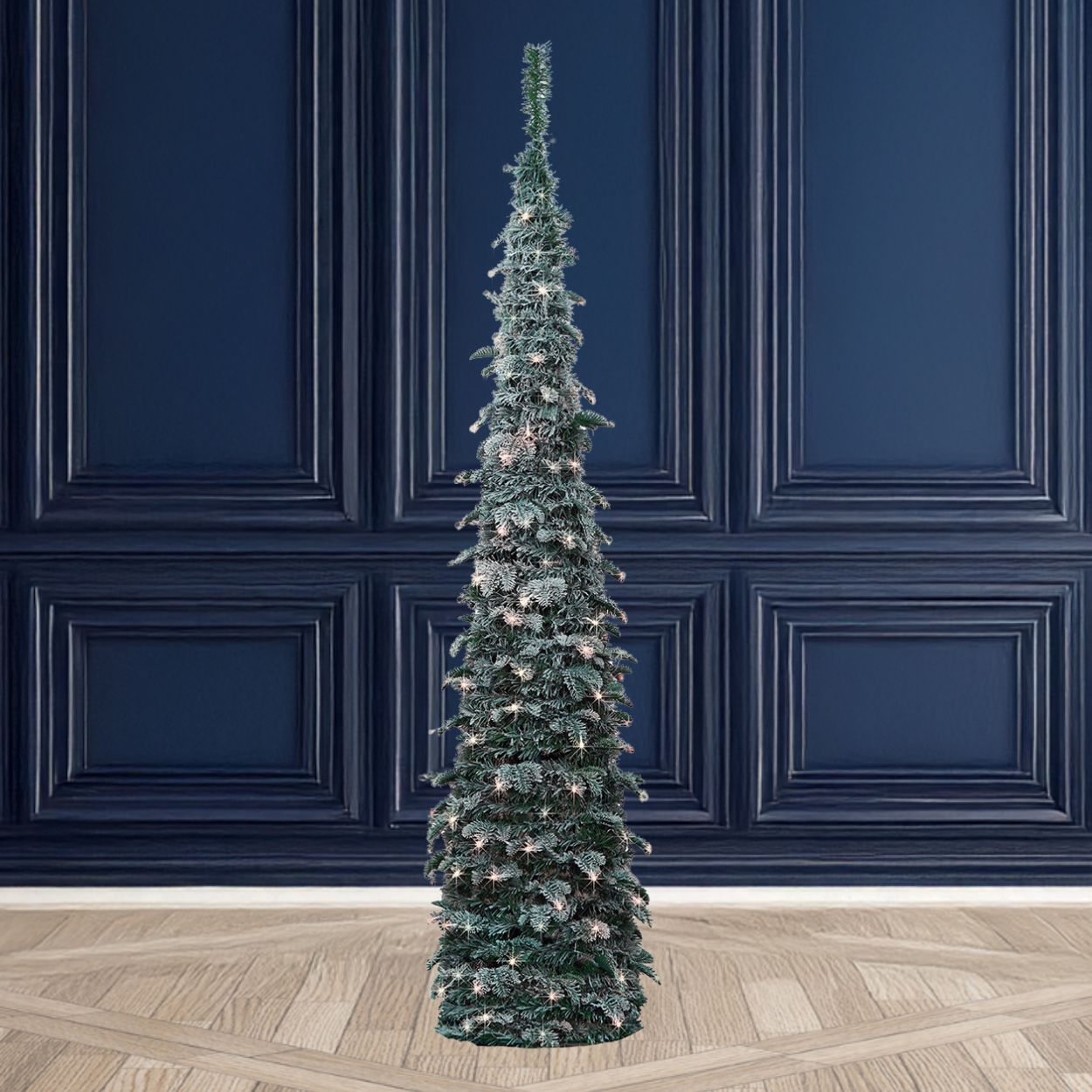 7Ft Pop Up Slim Tree Pre Lit Snow Cliff