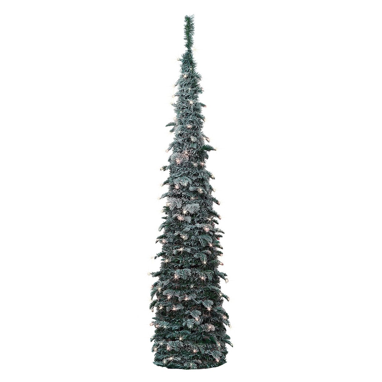 7Ft Pop Up Slim Tree Pre Lit Snow Cliff
