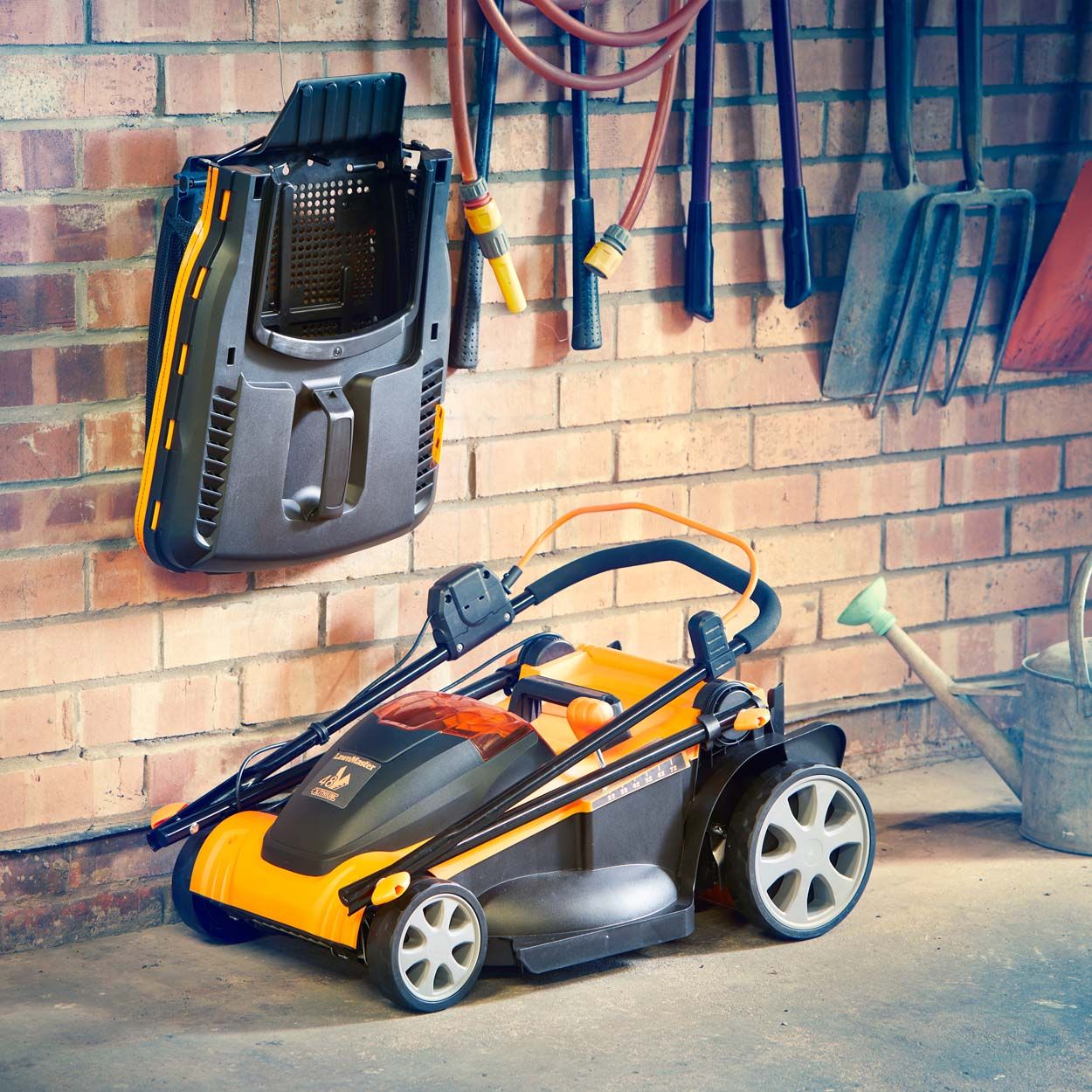 LawnMaster MX 24 41cm 48V Cordless Mower with 4 battery packs with 2 sets of batteries