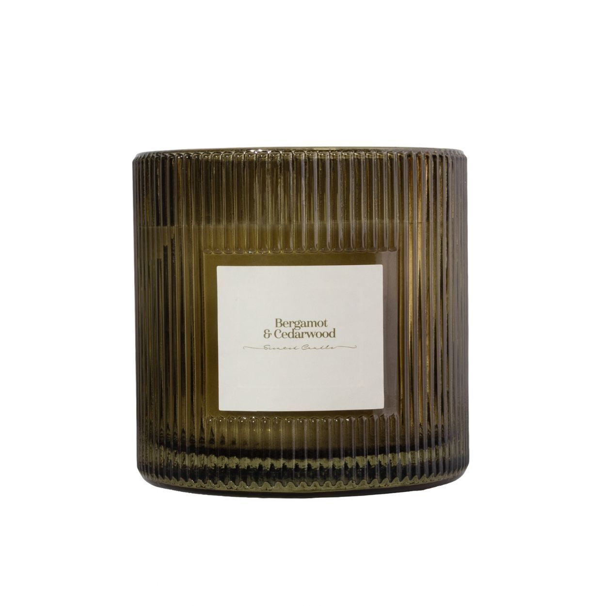 Ribbed Two Wick Candle-Bergamot & Cedarwood