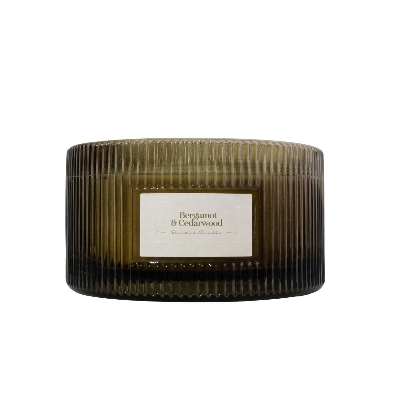 Ribbed Three Wick Candle-Bergamot & Cedarwood