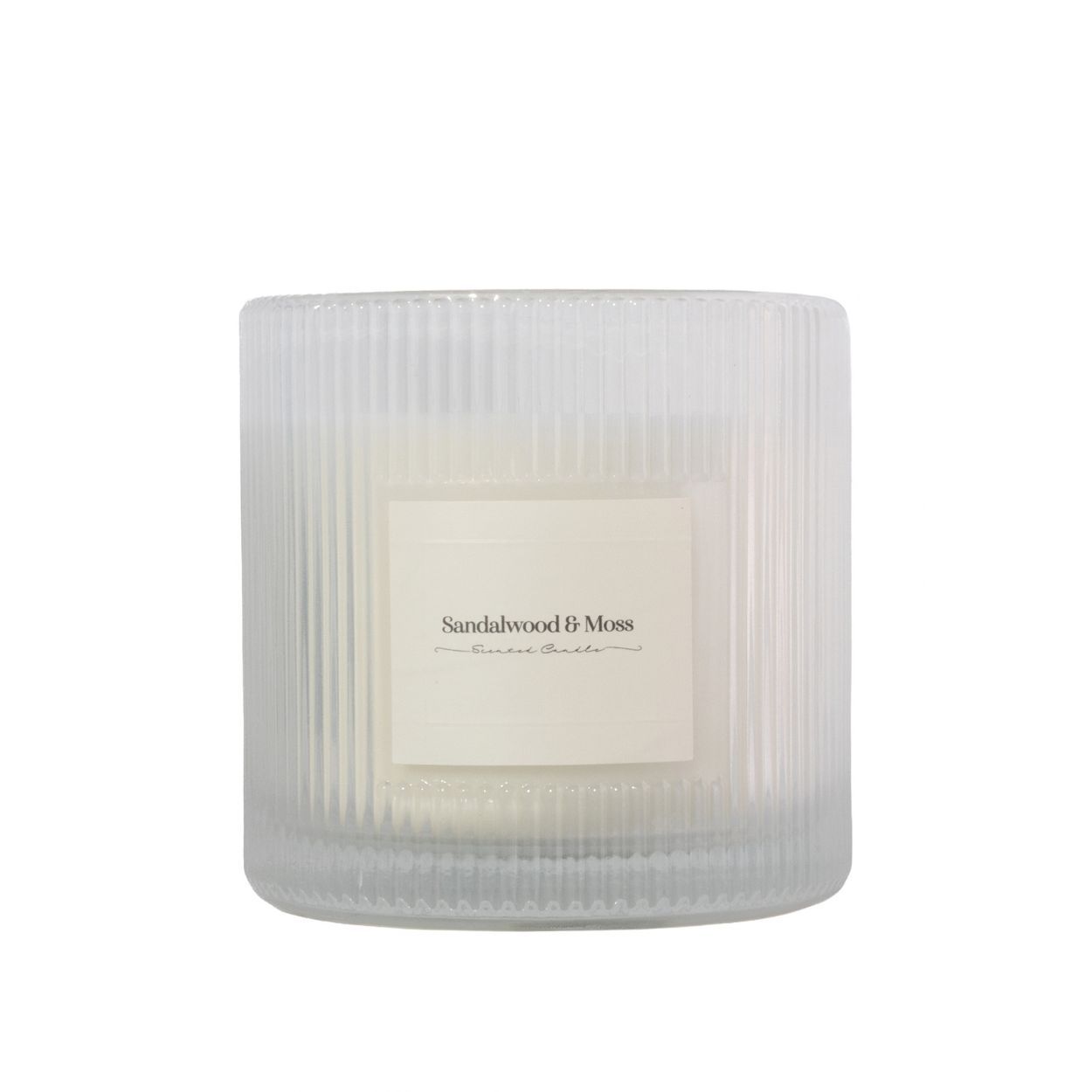 Ribbed Two Wick Candle-Sandalwood & Moss