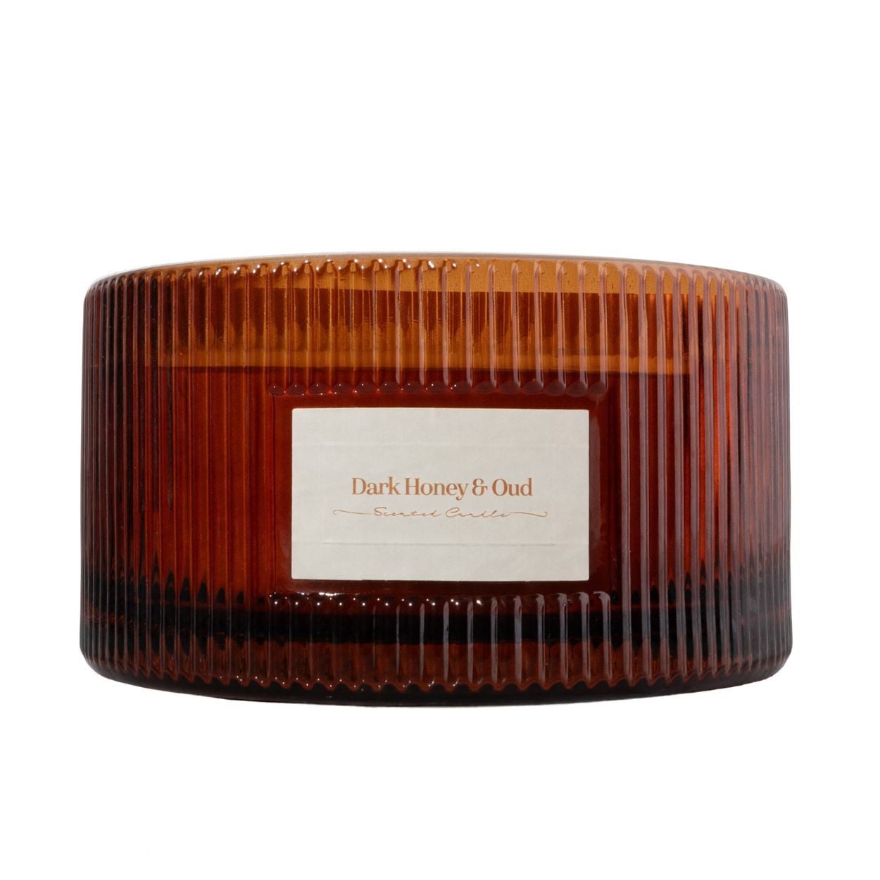 Ribbed Three Wick Candle-Dark Honey & Oud