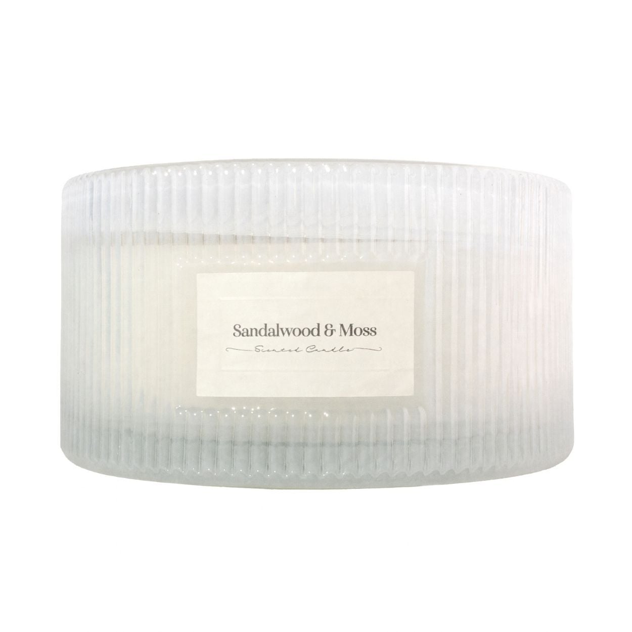 Ribbed Three Wick Candle-Sandalwood & Moss